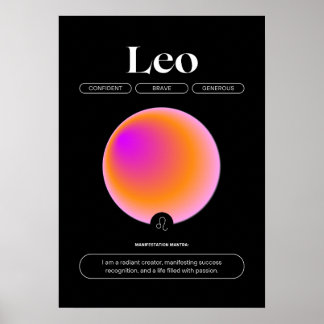 Póster Poster de Rótulo Leo Zodiac