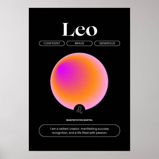 Póster Poster de Rótulo Leo Zodiac (Frente)