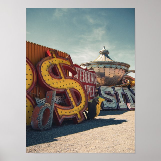 Póster Poster de Rótulo Neon Casino Retro de Las Vegas (Frente)