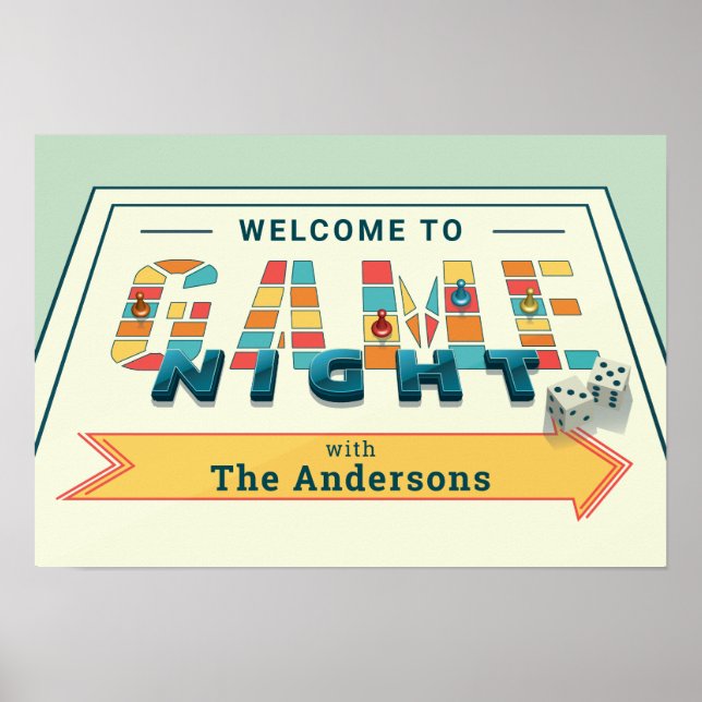 Póster Poster de Rótulo nocturno de juegos de mesa (Frente)
