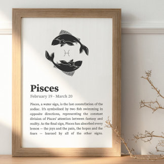 Póster Poster de Rótulo Pisces Zodiac