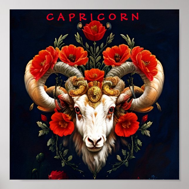 Póster Poster de Rótulo Zodiac de Capricornio (Frente)