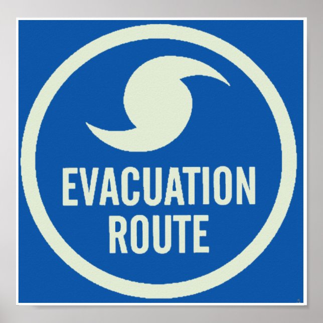 Póster Poster de ruta de evacuación por huracanes (Frente)