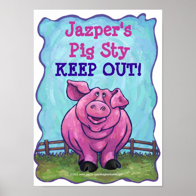 Póster Poster de sala de cerdo personalizado personalizad (Frente)