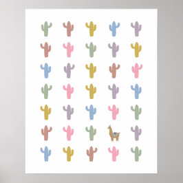 Póster Poster de sala de guarderías de Llama y Cacti