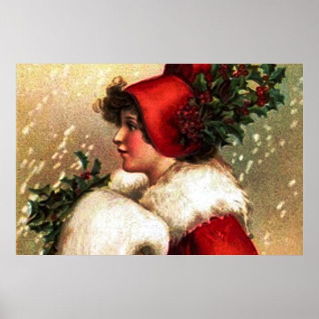 Póster Poster de saludos de Navidad de Vintage (Frente)