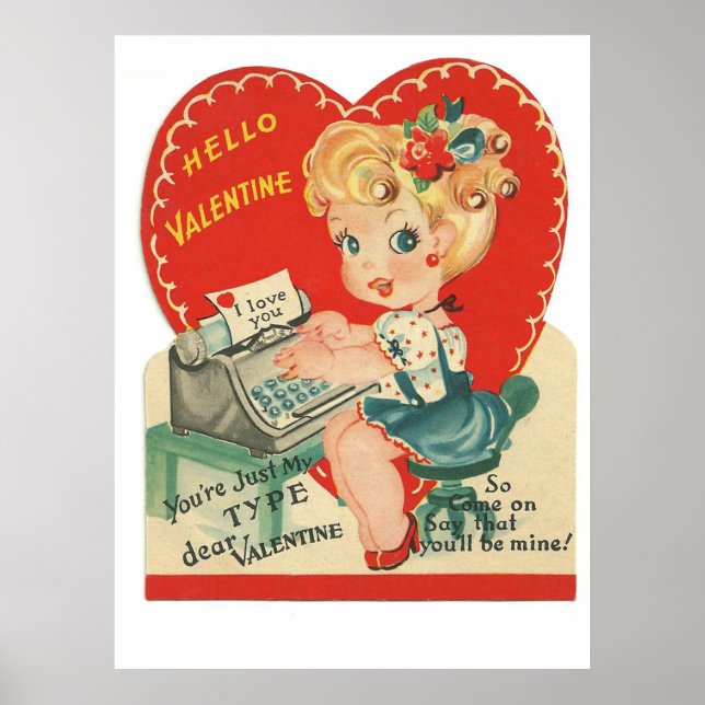 Póster Poster de San Valentín retro lindo (Frente)