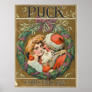 Póster Poster de Santa Claus Kissing Momma 1905