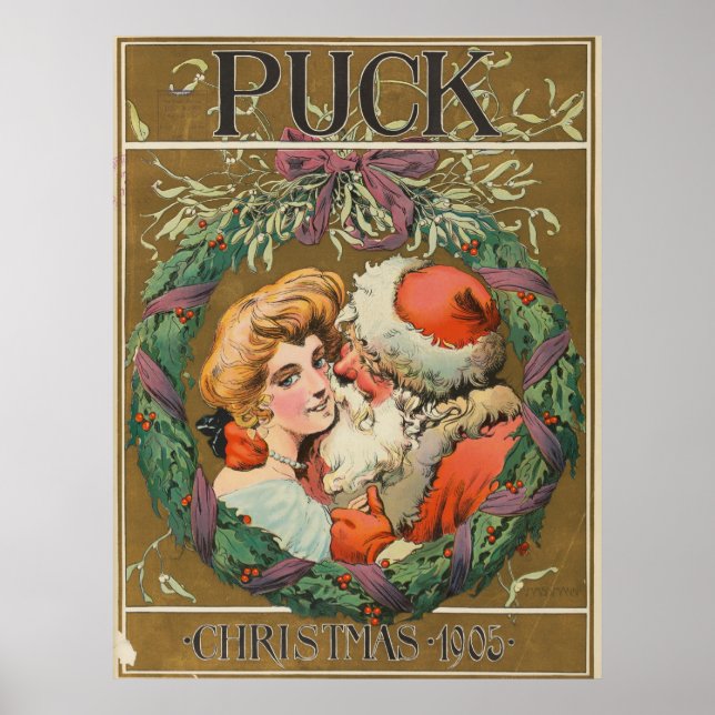 Póster Poster de Santa Claus Kissing Momma 1905 (Frente)