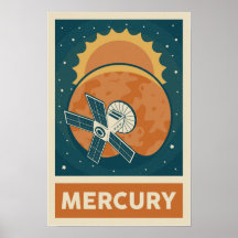 Poster de satélites de la galaxia Mercury Retro