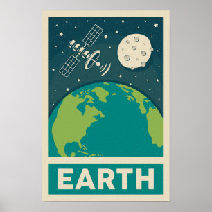 Póster Poster de Satélites de la Galaxia Retro de la Tier