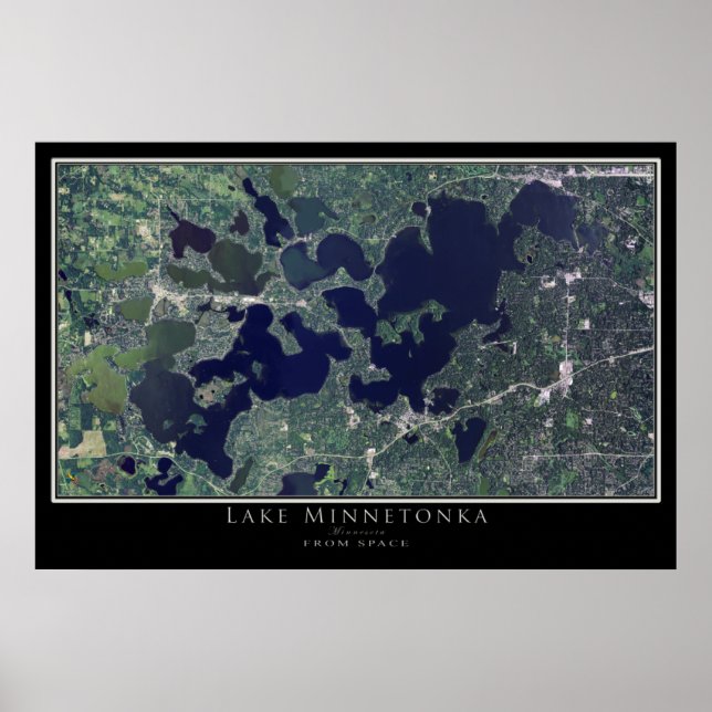 Póster Poster de satélites del lago Minnetonka Minnesota (Frente)