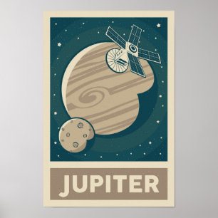 Póster Poster de Satélites Júpiter Retro Galaxy