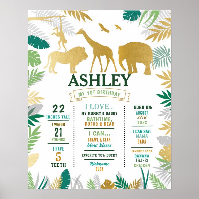 Póster Poster de selva de hitos 1 niño Chica de oro salva (Frente)