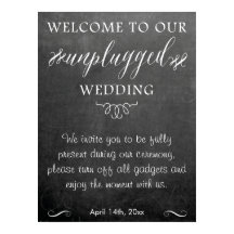 Poster de señas bodas desenchufado de Chalkboard