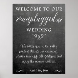 Póster Poster de señas bodas desenchufado de Chalkboard