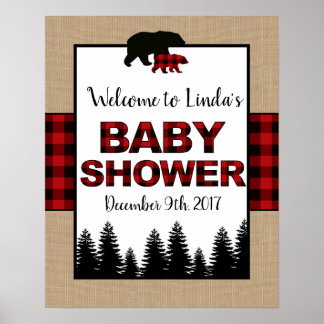 Póster Poster de señas de bienvenida Baby Shower Lumberja