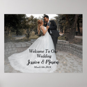 Póster poster de señas de bienvenida boda con foto