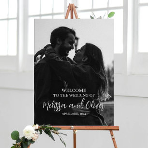Póster poster de señas de bienvenida boda con foto