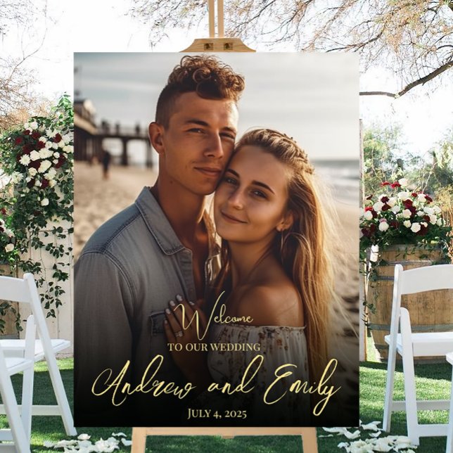 Póster poster de señas de bienvenida boda con foto (Subido por el creador)
