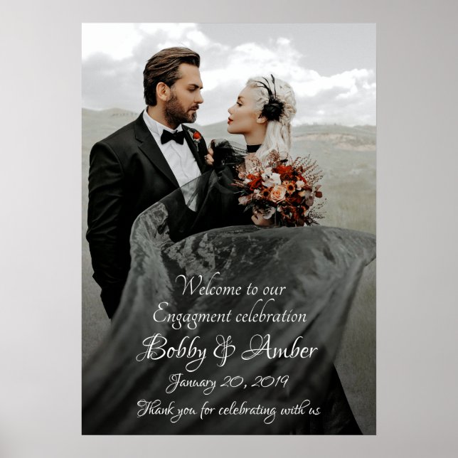 Póster poster de señas de bienvenida boda con foto (Frente)