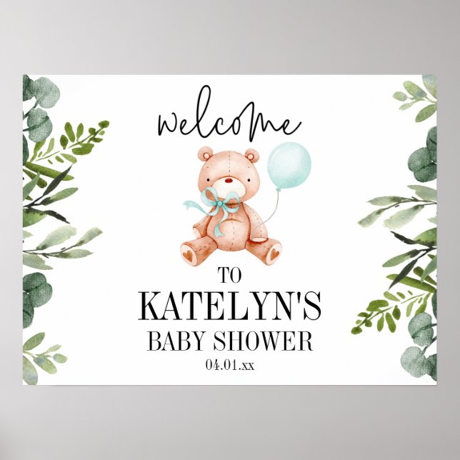 Póster Poster de señas de bienvenida de Baby Shower de Te (Frente)