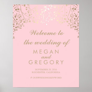 Póster Poster de señas de bienvenida de Boda de aliento d