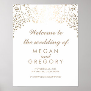 Póster Poster de señas de bienvenida de Boda de aliento d