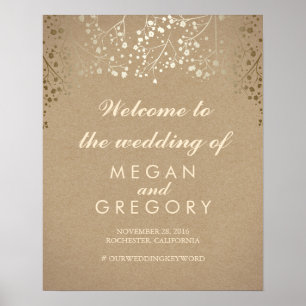 Póster Poster de señas de bienvenida de Boda de aliento d