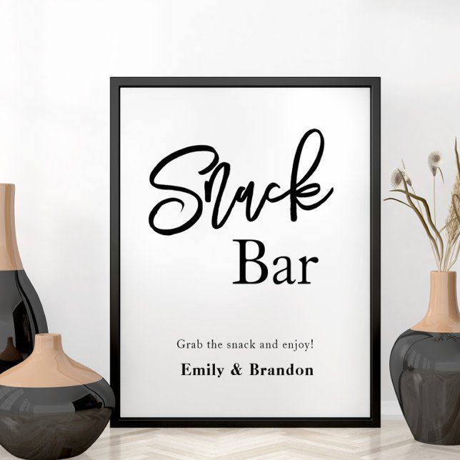 Póster Poster de señas de boda de barra de aperitivos (Snack bar sign for wedding day or other celebration)