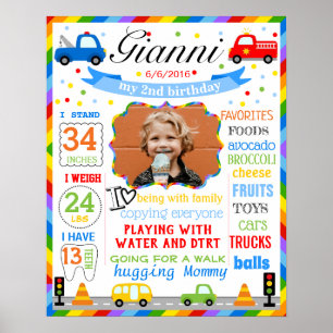 Póster Poster de señas de primer cumpleaños de transporte