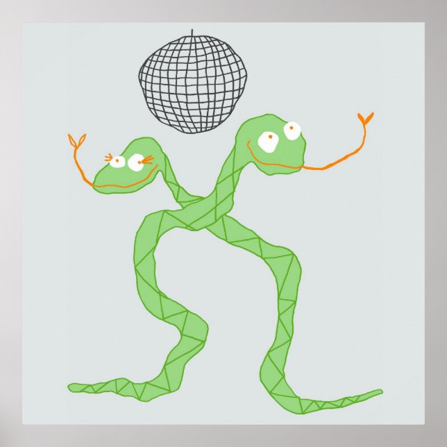 Póster Poster de serpientes disco en verde (Frente)