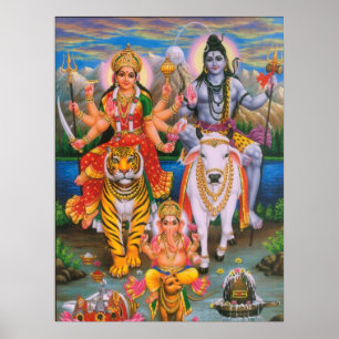 Póster Poster de Shiva Parvati Ganesha