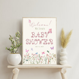 Póster Poster de signo de bienvenida Baby Shower de Chica