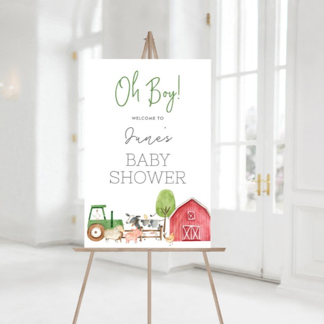 Póster Poster de signo de bienvenida Baby Shower de granj (Farm Baby Shower Welcome Sign)