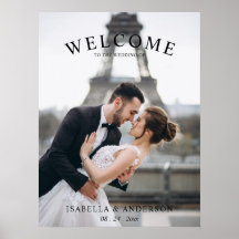 Poster de signo de bienvenida boda con foto