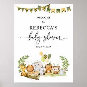 Póster Poster de signo de bienvenida de Baby Shower Safar