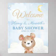 Poster de signo de bienvenida de Blue Bear Boy en