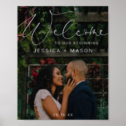 Póster Poster de signo de bienvenida de Boda de fotos de 