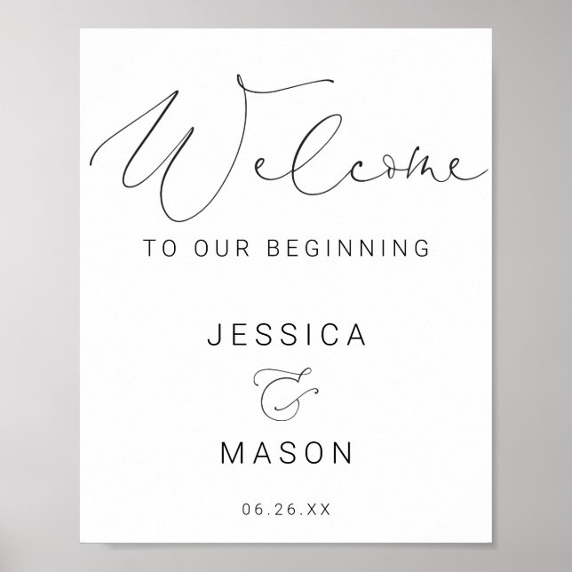 Póster Poster de signo de bienvenida de Boda de mano míni (Frente)