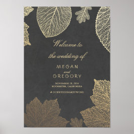 Póster Poster de signo de bienvenida de boda de otoño con