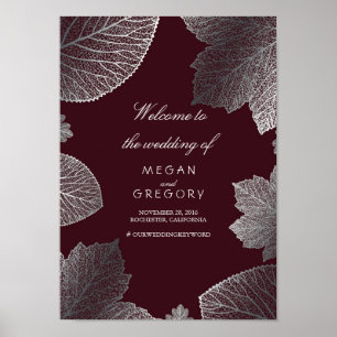 Póster Poster de signo de bienvenida de boda de otoño con