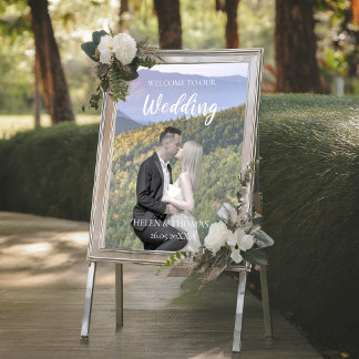 Póster Poster de signo de bienvenida de Boda de plantilla