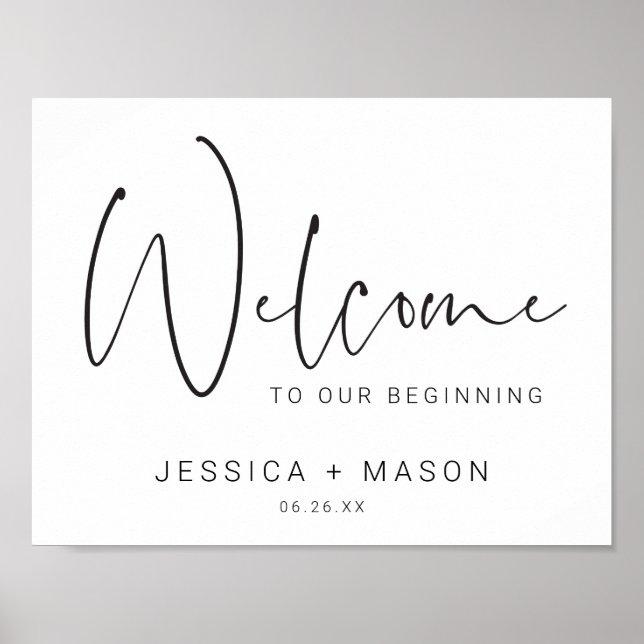 Póster Poster de signo de bienvenida de Boda de script mí (Frente)