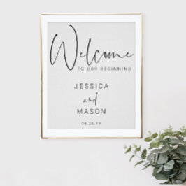 Póster Poster de signo de bienvenida de Boda de script mí