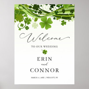 Póster Poster de signo de bienvenida de Boda de Shamrock