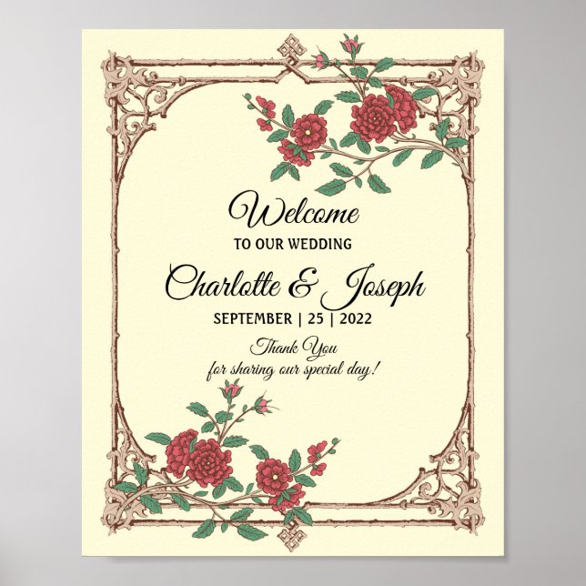 Póster Poster de signo de bienvenida de Boda romántico me (Frente)