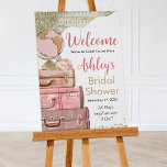 Póster Poster de signo de bienvenida de maleta de viaje<br><div class="desc">Señal de bienvenida de la Poster Bridal Shower,  de Miss a señorita</div>