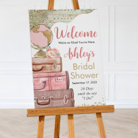 Poster de signo de bienvenida de maleta de viaje