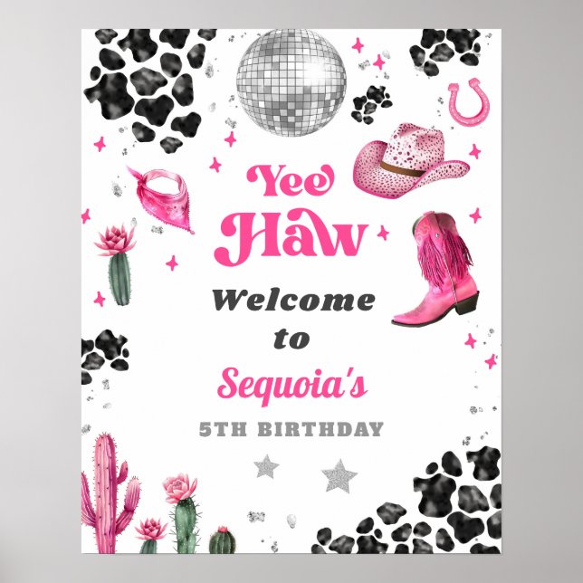 Póster Poster de signo de bienvenida de vaca discoteca ro (Frente)